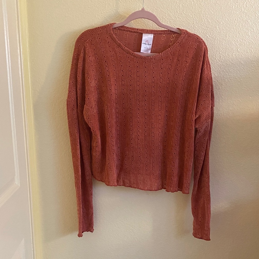 NWOT As Rose Rich Elegant Rust Long Sleeve Knit Top, Size L